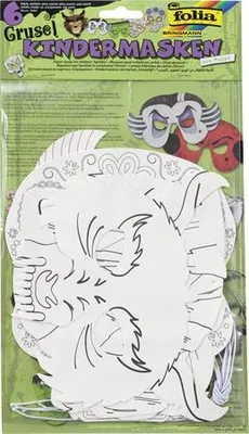 Obrázok produktu pre Papierová maska pre deti, strašidelná, biela, na vyfarbenie, 6 motívov, FOLIA 23239