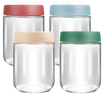 Produktbild von VINATO 4er Set 480ml Overnight Oats Gläser, Glasbehälter mit Deckel, Meal Prep Gläser, Joghurtgläser mit Deckel, Luftdichte Aufbewahrungsgläser für Küche, Lebensmittel & DIY