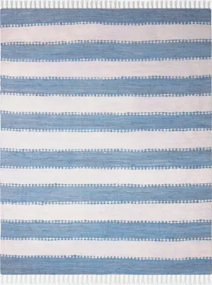 Produktbild von MY-RUG Fleckerlteppich,Aarav, 200x140, Chindi-Teppich hellblau, aus recycelten Baumwollresten, handgewebt, wendbar, mit Fransen, rechteckig