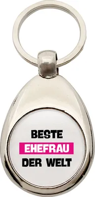 Produktbild von Huuraa Schlüsselanhänger Beste Ehefrau der Welt Metall Schlüsselring Einkaufswagenchip Geschenkidee