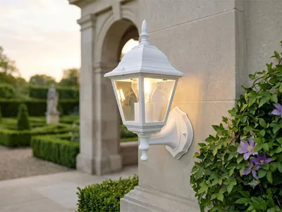 Produktbild von LED Außenwandleuchte, Wandlaterne stehend Fassadenbeleuchtung Weiß, Höhe 34cm