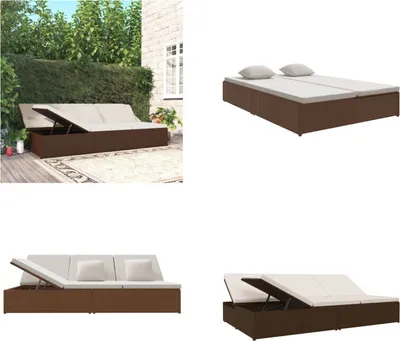 Immagine prodotto di vidaXL Lettino prendisole con cuscini in rattan marrone - lettino prendisole - lettino prendisole - lettino da giorno