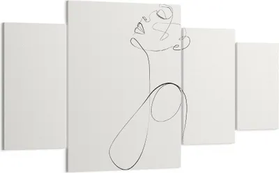 Produktbild von Bild auf Leinwand - Leinwandbild - 4 Teile - Linie Linie Frau - 160x90cm - Wand Bild - Wanddeko - Wandbilder - Leinwanddruck - Bilder - Wanddekoration - Leinwand bilder - Wandbild - DL160x90-5112