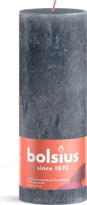 Zdjęcie produktu dla Bolsius Stub świeca łupkowa niebieska - Ø68 mm - Wysokość 19 cm - Niebieski - 85 godzin palenia