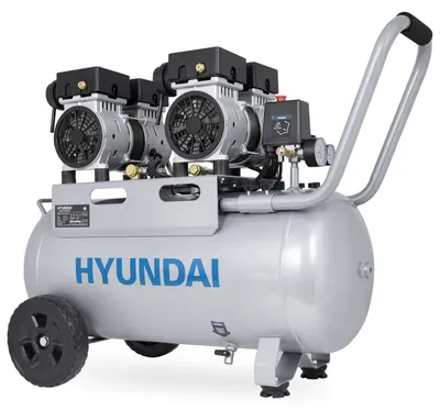 Produktbild von HYUNDAI Silent Kompressor SAC22050 (Druckluftkompressor leise, ölfrei, Flüsterkompressor, compressor flüsterleise, 67dB, 50L Kessel, 9bar, 2.2kW, 384L/Min)