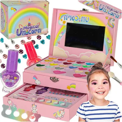 Obrázek produktu pro Kosmetický kufřík se sadou na líčení a nehty makeup kosmetika stíny laky zásuvky jednorožec