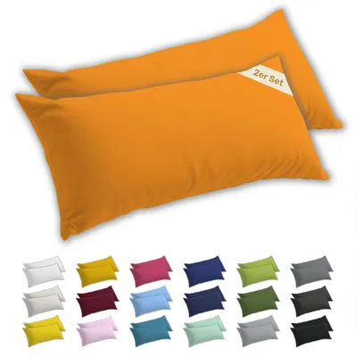 Produktbild von Lavea® 2er Set Seitenschläferkissen-Bezug 40x145 - 100% Baumwolle Jersey – Weiche Kissenhülle & Kopfkissenbezüge mit YKK-Reißverschluss - Abendrot