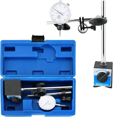 Zdjęcie produktu dla Wskaźnik zegarowy 0-10 mm z magnetyczną podstawą precyzyjny 0,01 mm