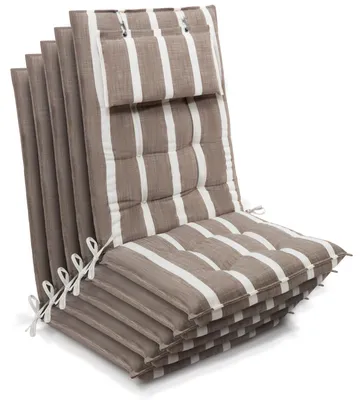 Produktbild von Beautissu 5er Set Sun-HL Hochlehner Auflage 120x50x8cm Beige-Weiß-Gestreift