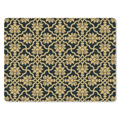 Produktbild von MuchoWow® Mauspad Mousepad Blumen - Schwarz - Gold - Muster 40x30 cm - Mousepads - Maus Mat - Pad - Mausunterlage - Anti Rutsch