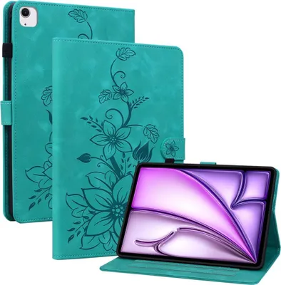 Produktbild von iPad Air 13 (2024/2025/2026) Hülle - Coverup Lily Flower Klapphülle - Grün