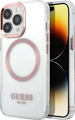 Produktbild von Guess, Magsafe Hülle Gold Outline Apple iPhone 14 Pro, Transparent