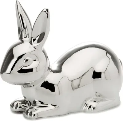 Produktbild von Deko Porzellan Kaninchen Figur Silber 14 cm