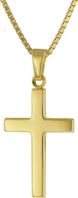 trendor 41115 Kreuz für Damen und Herren Gold 585 mit Vergoldeter Silberkette 1
