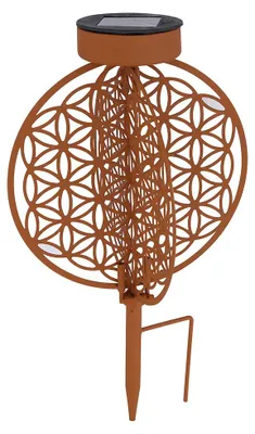 Produktbild von LED Solarleuchte, Lebensblume, rostfarben, rund, H 31 cm