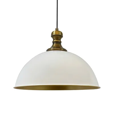 Produktbild von Pendelleuchte Industrielle Hängelampe Weiß Holz Metall Groß Ø 40 cm
