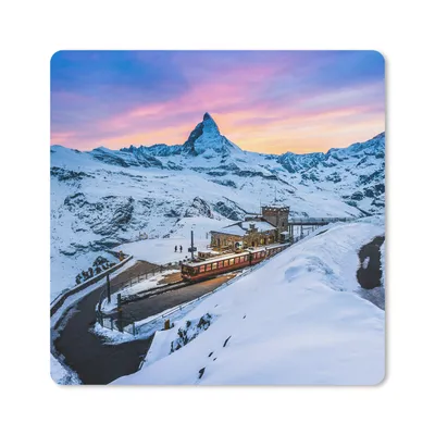 Produktbild von MuchoWow® Mauspad Mousepad Dämmerung am Schweizer Matterhorn bei der Gornergratbahn 30x30 cm - Mousepads - Maus Mat - Pad - Mausunterlage - Gaming