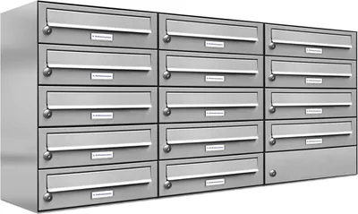 Produktbild von 14er Edelstahl Briefkasten Anlage 14 Fach Wandbriefkasten Postkasten