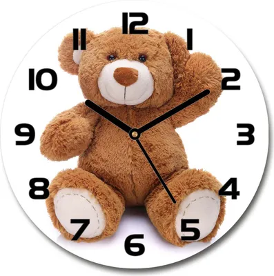 Produktbild von Wanduhr aus Glas 30fi Glasbild Glasuhr Gehärtetes Glas - schwarze-zeiger - Teddy bear