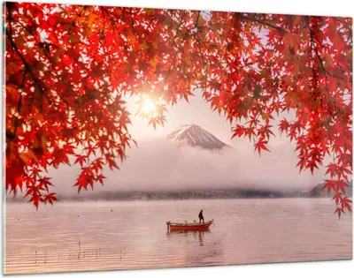 Produktbild von Bilder auf glas - Vulkan See - 120x80cm - Glasbilder - Wandbilder - Bilder - Kunstdruck - zum Aufhängen bereit - Wanddekoration aus Glas - Glas Bilder - Wandbild auf Glas - Einteilig - GAA120x80-4107