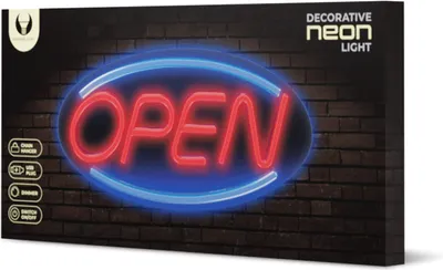 Image de Néon LED OPEN Grand panneau 45cm éclairage publicité veilleuse lampe USB avec variateur