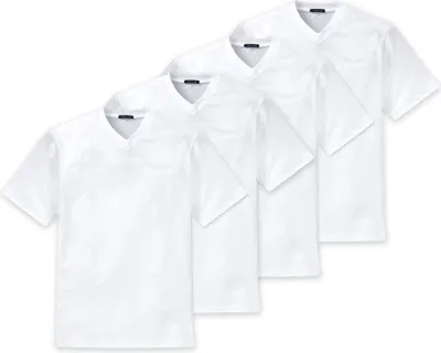 Produktbild von SCHIESSER Herren American T-Shirt 4er Pack - 1/2 Arm, Unterhemd, V-Ausschnitt Weiß M