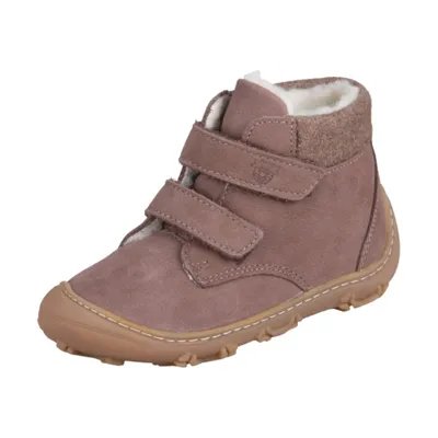 A single child's boot on a white background.