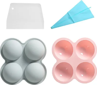 Obrázek produktu pro 2 půlkruhové silikonové formy se 4 formičkami - Mini půlkulatá kulatá kopulovitá forma na fondán, forma na pečení čajových bombiček pro zdobení dortů, čokolády, bonbónů, gumových medvídků, pěny, želé, pudinku