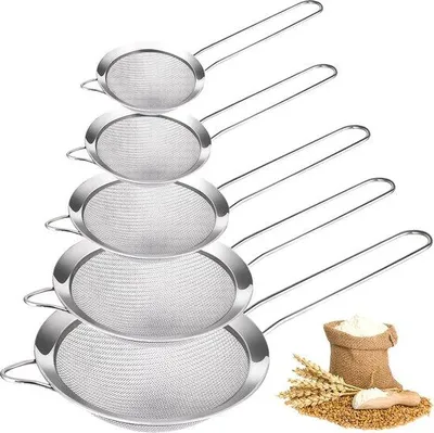 Produktbild von RVS Sieb Set - Abtropf 5 Teile - Küchenabtropf - Sieb - Ø 7/8/10/12/14 - Feinmaschig - Für das Sieben und Abtropfen und Spülen von Gemüse