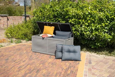 Produktbild von Garden Impressions, Kissenbox, Kunststoff, 490 Liter, Primo, mittelgrau/schwarz, wasserdicht, abschließbar, wetterbeständig, pflegeleicht, langlebig