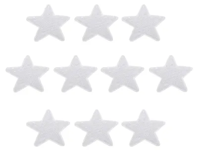 10 Stern-Aufbügelpatches, 76x72 mm, weiß, Polyester/Baumwolle