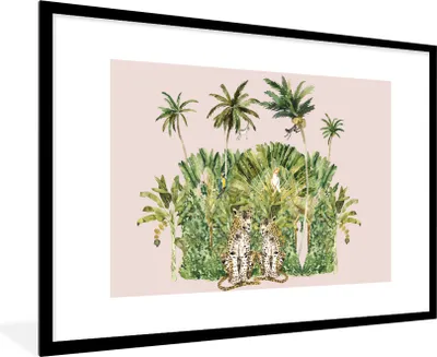 Produktbild von MuchoWow® Gerahmtes Poster Dschungel - Tiere - Bäume 90x60 cm - Poster mit Schwarzem Bilderrahmen Wandposter Rahmen Foto Bilder - Wanddekoration - Fotos
