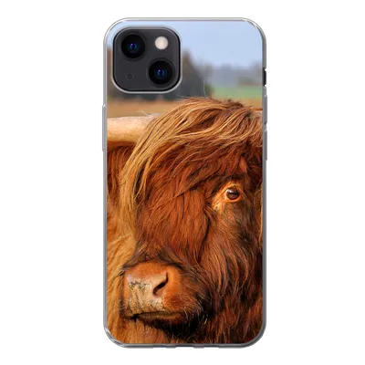 Produktbild von MuchoWow® Handyhülle Schutzhülle Hülle für iPhone 13 mini Schottischer Highlander - Gras - Baum Silikon Softcase Handy Hülle - Softcase