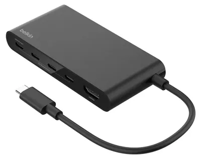 Productafbeelding van Belkin AVC021HQBK, USB-C, HDMI, USB-C, USB 3.2 Gen 2 (3.1 Gen 2) Type-C, 10000 Mbit/s, Zwart, 100 W, Power Delivery 3.0