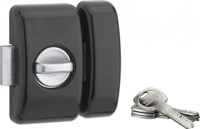 Image de Verrou à bouton Universel pour porte d'entrée, cylindre 45mm, acier, 4 clés, epoxy noir - THIRARD