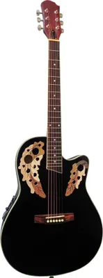 Produktbild von 4/4 Roundback Gitarre Akustische Western Gitarre Rosetten-Optik schwarz inkl. Kabel