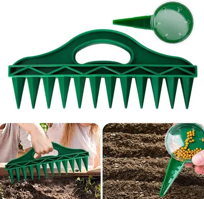 Imagen del producto de Sembradora manual con 12 agujeros, ajustable, portátil, ideal para plantas de jardín