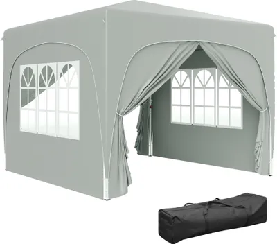 Zdjęcie produktu dla Outsunny altana 3x3m, wodoodporna, stabilna, odporna na zimę składana altana pop-up, ochrona UV 50+, składany namiot ogrodowy z 4 panelami bocznymi, altana ogrodowa do ogrodu kempingowego, jasnoszary