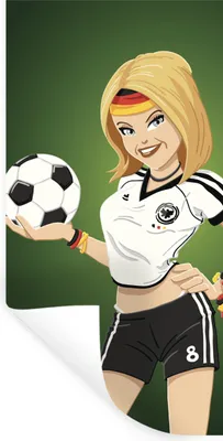 Produktbild von MuchoWow® Wandtattoo Wandsticker Wandaufkleber Illustration eines Mädchens mit deutscher Kleidung und einem Fußball - Mädchen - Kinder 20x40 cm Selbstklebend und Repositionierbar - Selbstklebend - Fototapeten