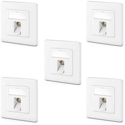 Produktbild von deleyCON CAT8 Netzwerkdose Unterputz RJ45 Keystone 40 Gbps, 5 Stück - Weiß
