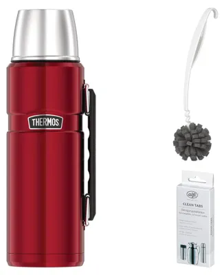 Immagine prodotto di THERMOS STAINLESS KING BEVERAGE BOTTLE 1,20 Trinkflasche cranberry red polished – Vorteilsset mit Reinigungsbürste CLEAN FIX 30 cm | HAN 4003248120 | EAN 5010576904362