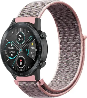 Produktbild von Strap-it Honor Magic Watch 2 Nylonarmband (Rosa Sand)