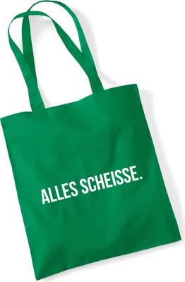 Produktbild von Huuraa Jutebeutel Alles Scheisse Schriftzug 10 Liter Kelly Green Baumwolle Tasche Geschenkidee
