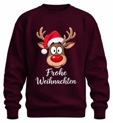 Obrázok produktu pre Veselé Vianoce sob Rudolf Cartoon Cute Funny Gift Uni mikina, bordová, XXL