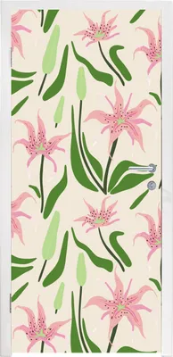 Produktbild von MuchoWow® Türtapete Selbstklebende Türfolie Blume - Rosa - Blatt 90x235 cm Türposter Türaufkleber Klebefolie Türklebefolie - XXL-Plakaten - Foster für Türen - Aufkleber