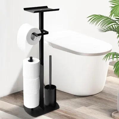 Productafbeelding van Toiletpapierhouder met Toiletborstel - Staande Set