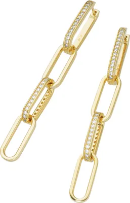 Produktbild von Klappcreolen Giorgio Martello Milano mit Behang, weiße Zirkonia, gelb vergoldet, Silber 925 Gold Onesize