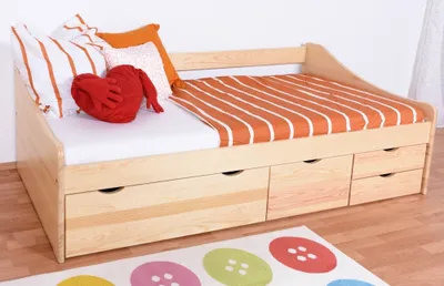 Produktbild von Jugendbett / Funktionsbett Kiefer massiv Vollholz natur 94, inkl. Lattenrost - 200 x 90 cm (L x B)