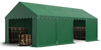 Produktbild von TOOLPORT Lagerzelt 4x8 m Industriezelt Unterstand PVC Plane 750 N dunkelgrün mit Bodenrahmen