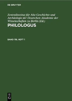 Produktbild von Philologus, Band 119, Heft 1, Philologus Band 119, Heft 1